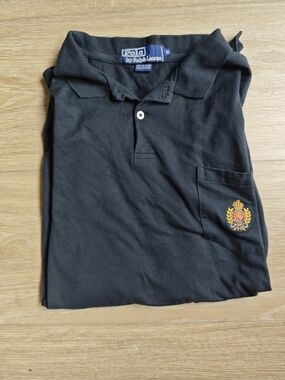 Vintage Polo by Ralph Lauren Black Polo with Gold & Red Embroidered Crest